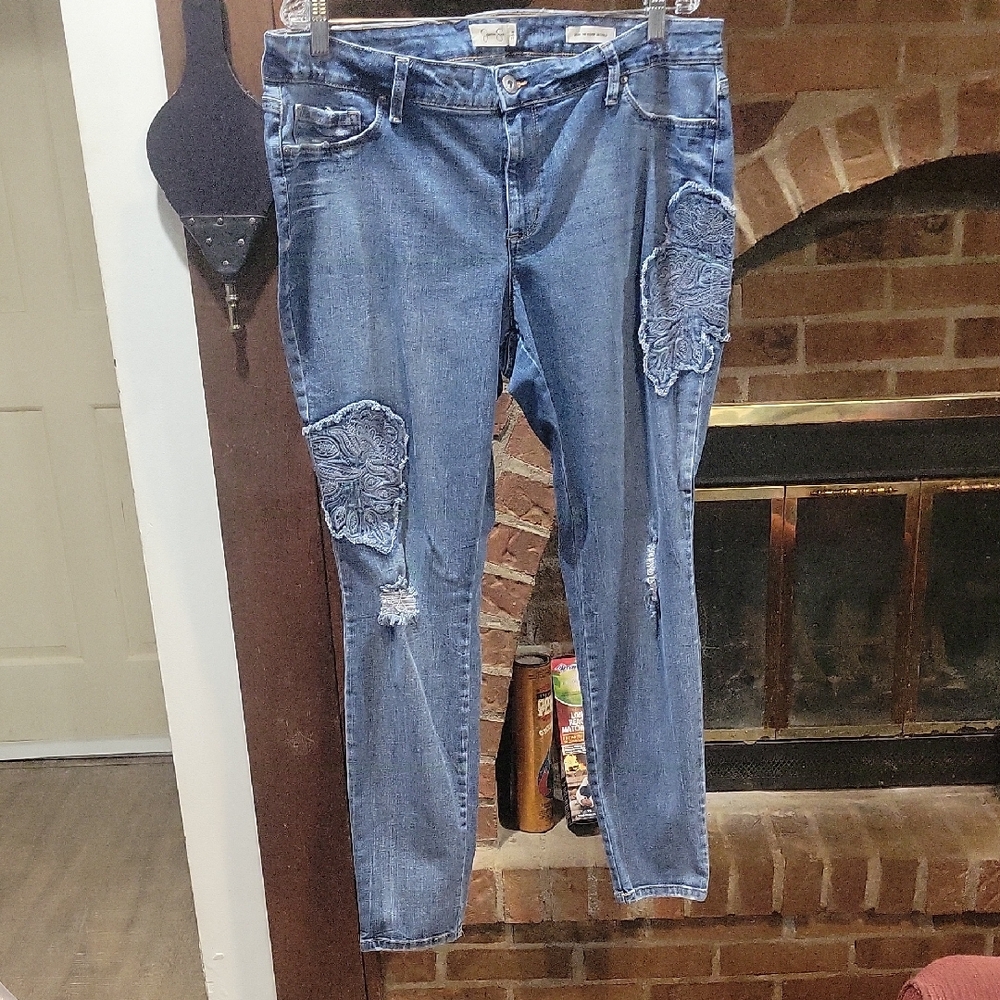 Jessica Simpson Blue Skinny Jeans with Distressed Details